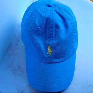 POLO RALPH LAUREN Hat StrapBack Light Blue Cap Yellow Pony POLO Logo Classic